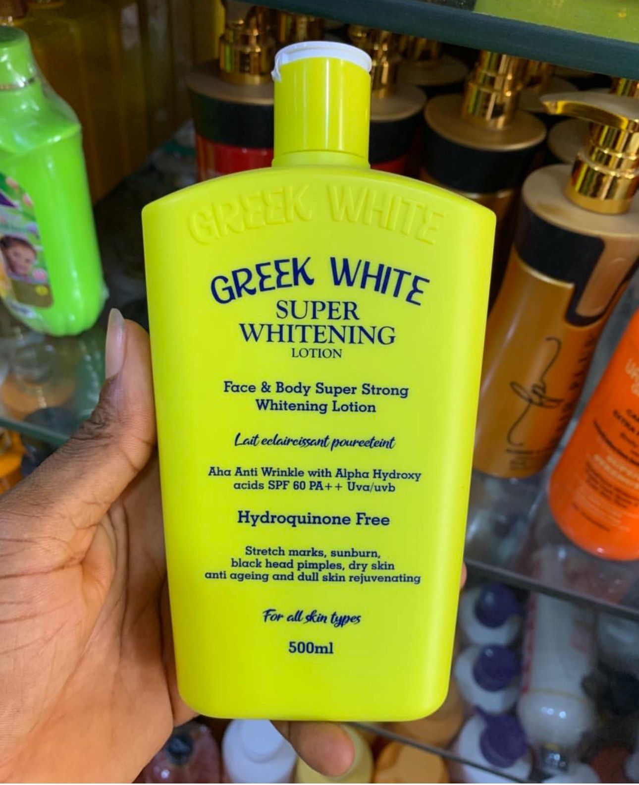 Greek White Super Whitening Lotion Brightens Skin Tone Fades Dark Spots Evens Complexion Face And Body Hydroquinone Free Formula