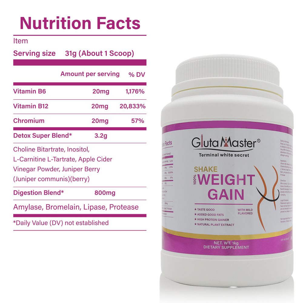 Gluta Master 1KG Weight Gainer Protein Powder .Pre-Workout Fuel, Ultimate Muscle Building Supplement.