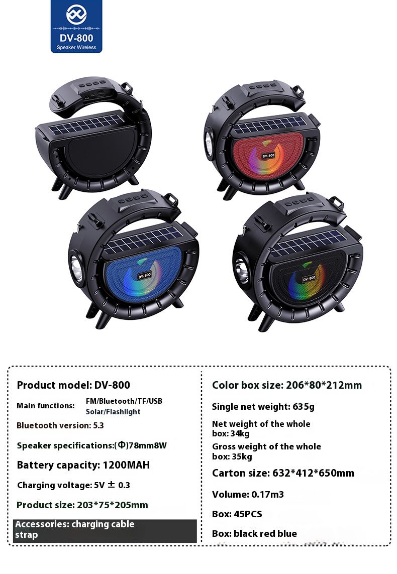 Solar Bluetooth Speaker with Torch - Camping essential and Portable Outdoor Wireless Speaker, Loud Sound & Rechargeable Battery&Long endurance (Perfect for Kenya Camping)