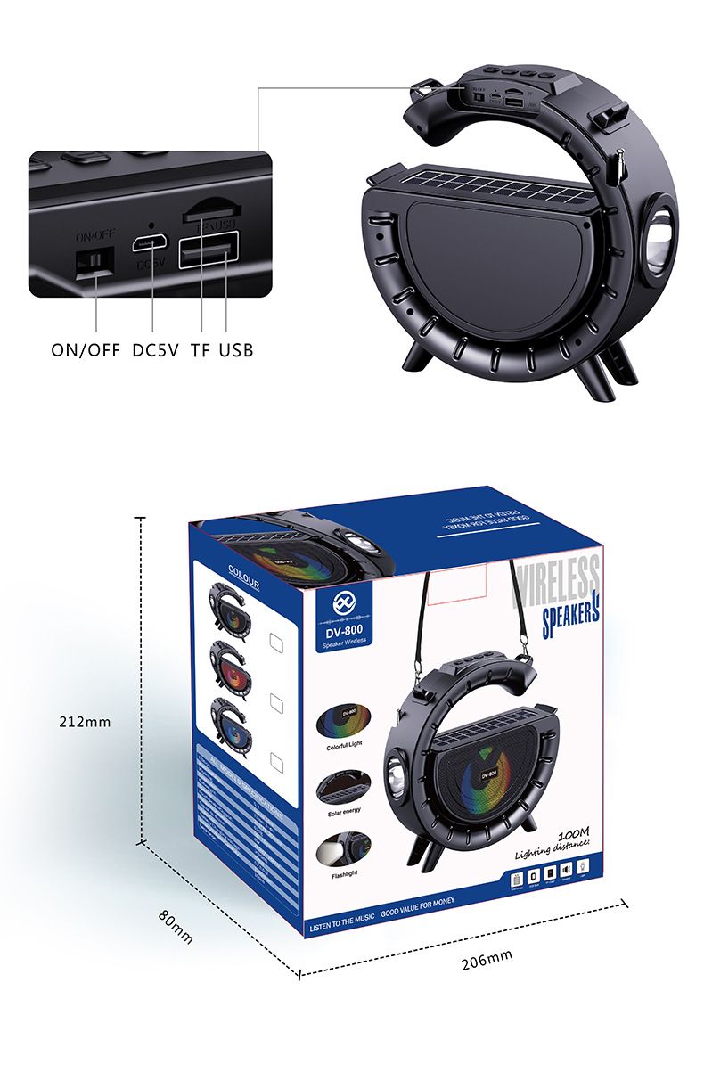 Solar Bluetooth Speaker with Torch - Camping essential and Portable Outdoor Wireless Speaker, Loud Sound & Rechargeable Battery&Long endurance (Perfect for Kenya Camping)