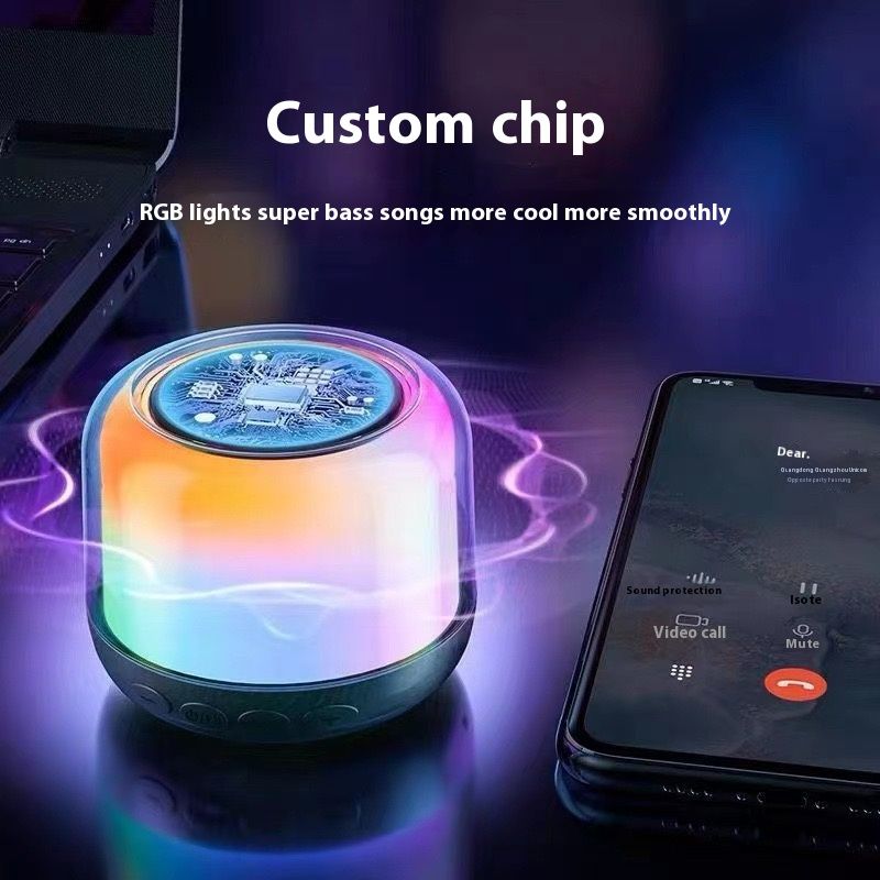 Transparent Sci-Fi  Portable Bluetooth Speaker - Multi-Color LED Lights, Portable Mini Soundbox for Phone/PC (Budget-Friendly)
