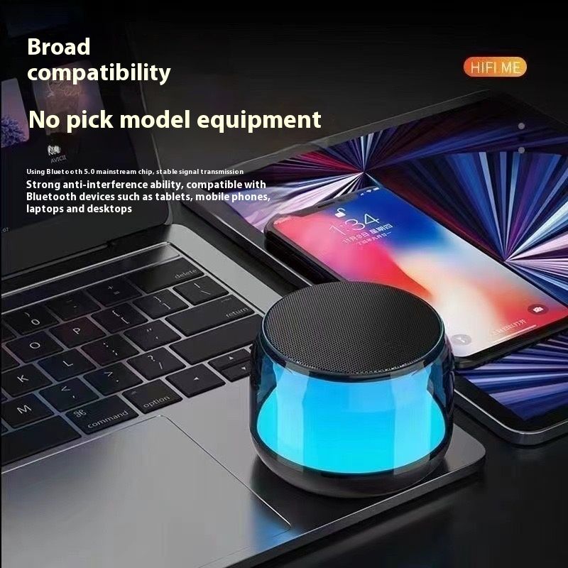Transparent Sci-Fi  Portable Bluetooth Speaker - Multi-Color LED Lights, Portable Mini Soundbox for Phone/PC (Budget-Friendly)