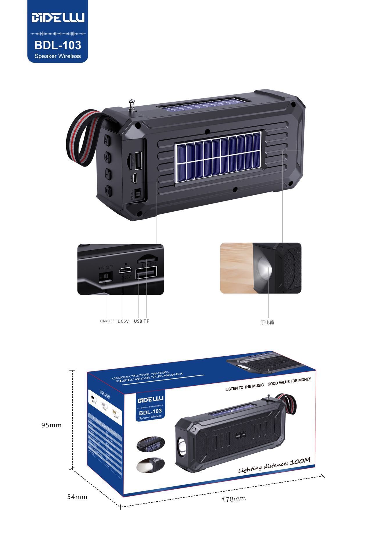 Dual solar Bluetooth speakers Kenya - Camping essentials, super strong flashlight, heavy bass, FM radio and waterproof (essential for power outages)