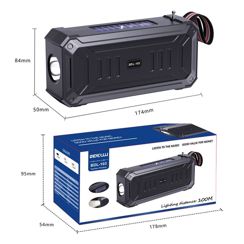 Dual solar Bluetooth speakers Kenya - Camping essentials, super strong flashlight, heavy bass, FM radio and waterproof (essential for power outages)