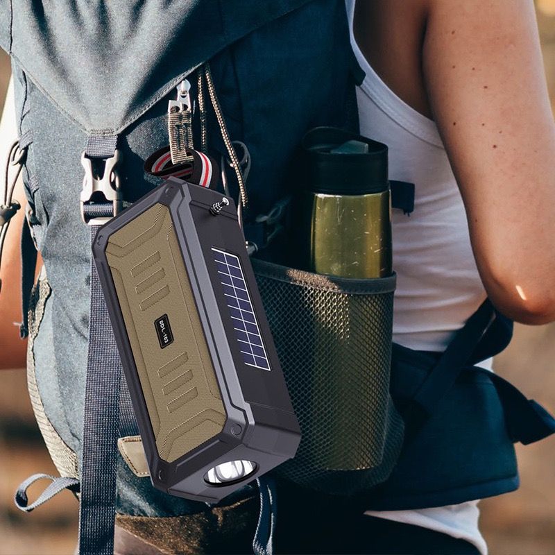 Dual solar Bluetooth speakers Kenya - Camping essentials, super strong flashlight, heavy bass, FM radio and waterproof (essential for power outages)