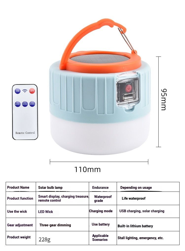 Outdoor  Solar Light  Camping Light with Smart Brightness Garden light & 72H Runtime - Essential for Outdoor Adventures and Power Outages Garden lamp