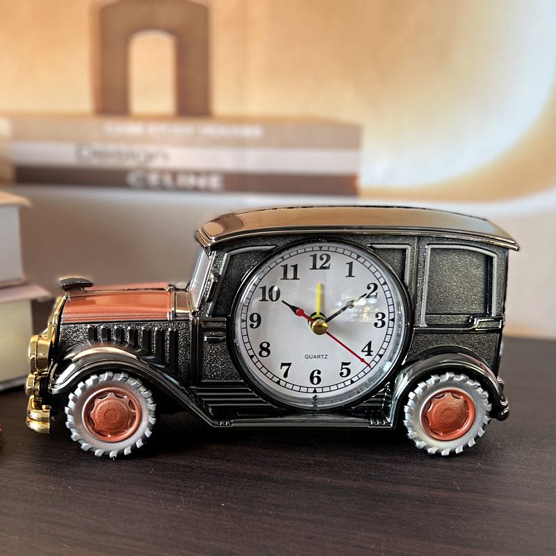 V1312-6 CH555 series six classic car alarm clock Retro nostalgic digital pointer plastic table clock Student gift Fashion personality gift Creative alarm clock student bedside clock home