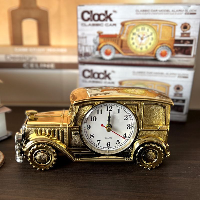 V1312-6 CH555 series six classic car alarm clock Retro nostalgic digital pointer plastic table clock Student gift Fashion personality gift Creative alarm clock student bedside clock home