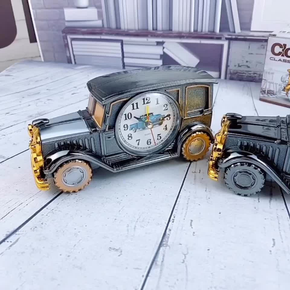 V1312-6 CH555 series six classic car alarm clock Retro nostalgic digital pointer plastic table clock Student gift Fashion personality gift Creative alarm clock student bedside clock home