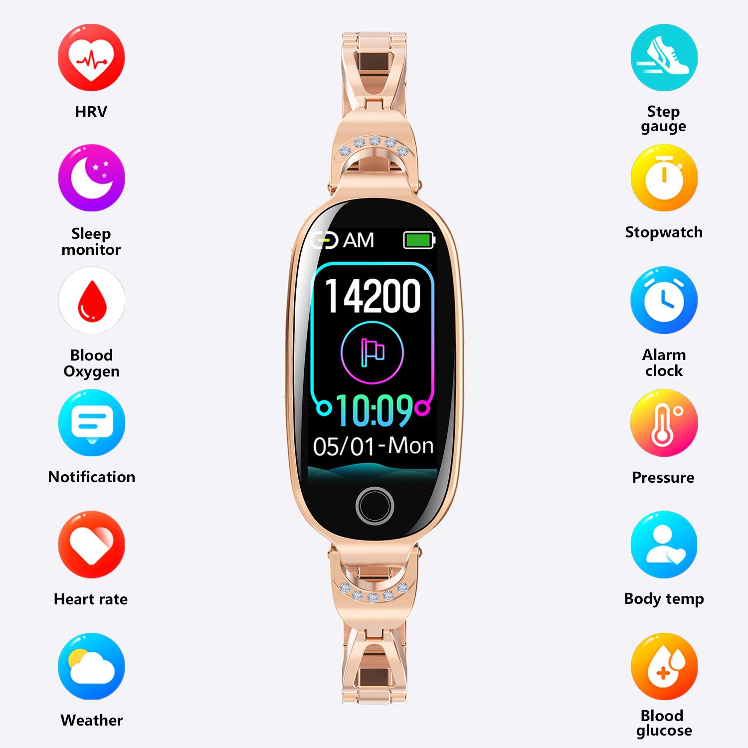 2025 New Lady's Gift F81 Fashion Women's Smart Watch  Non-invasive Blood Glucose Menstrual Reminder Heart Rate Blood Pressure Monitoring Sports Bracelet Specially gift for Lady's