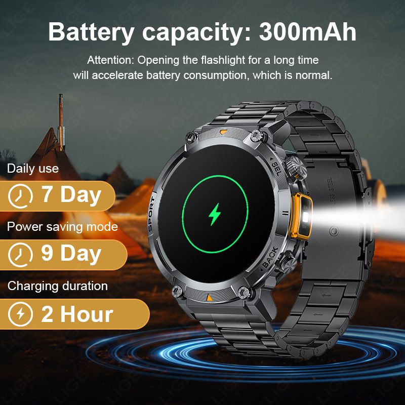 2025 new smart watch S100 outdoor smart watch Bluetooth call flashlight information push sports waterproof watch