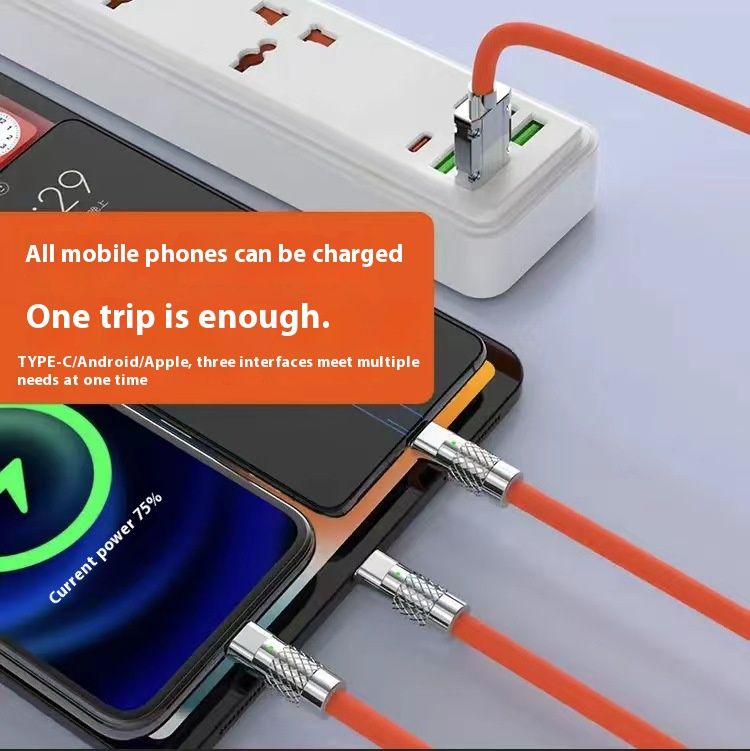 Jike data cable three-in-one charging cable one-to-three 120W super fast charging geek cable suitable for TYPE-C