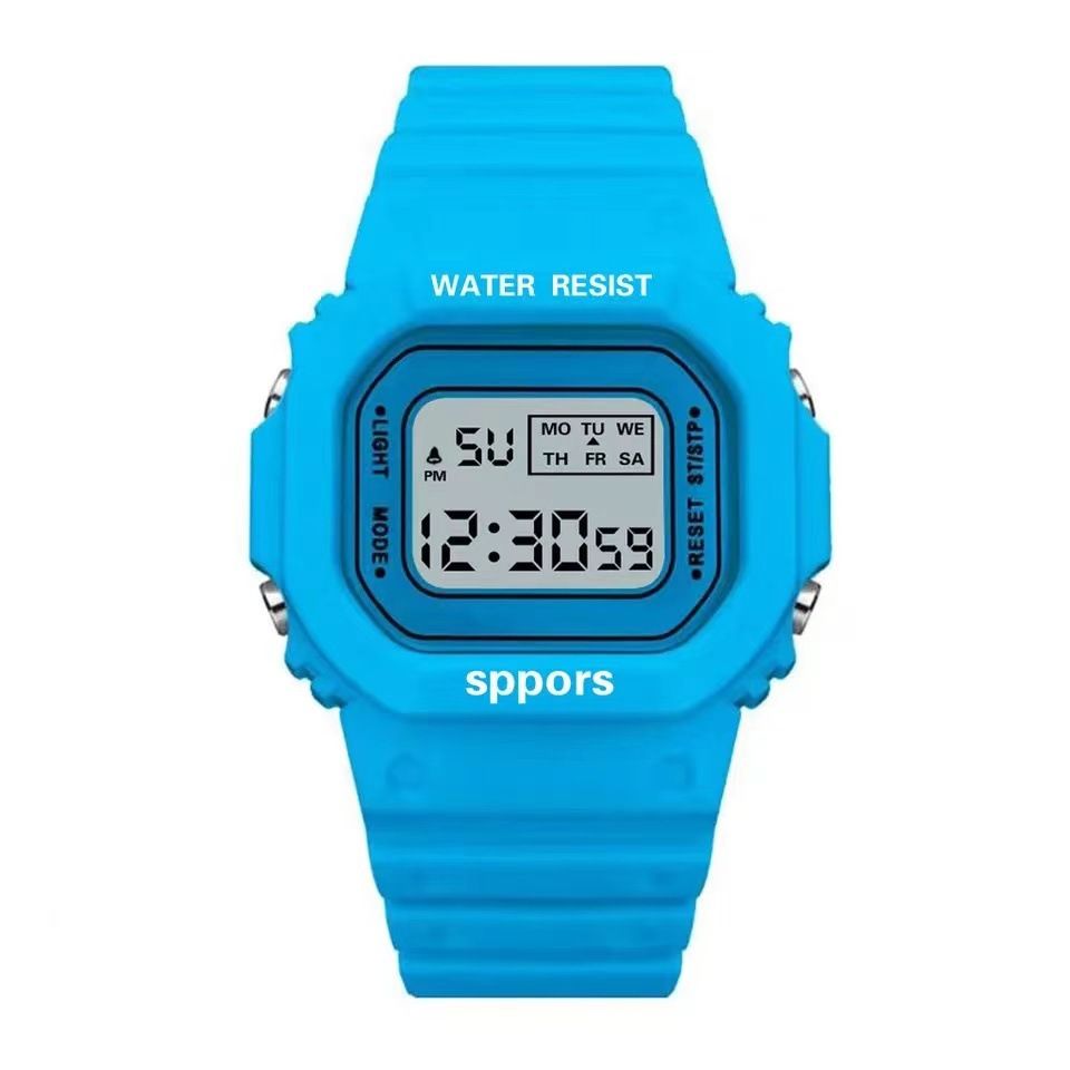 YuYue Solid color square watch student youth outdoor sports waterproof multi-function LED electronic watch