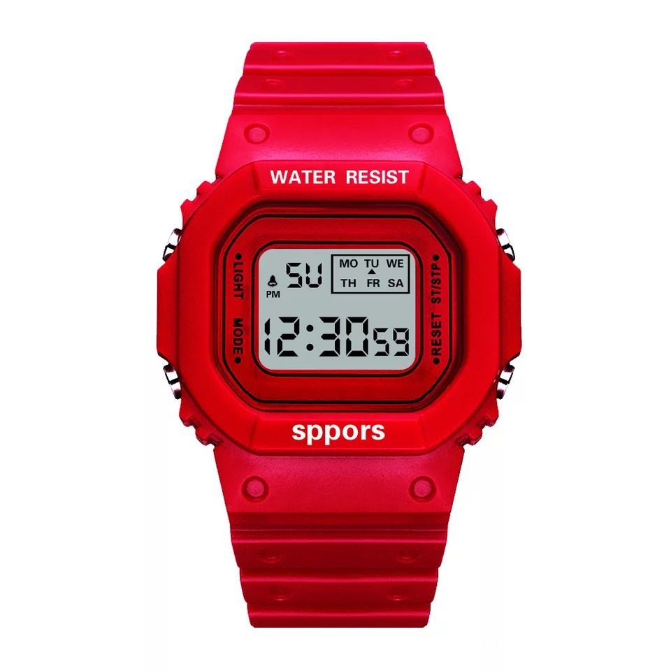 YuYue Solid color square watch student youth outdoor sports waterproof multi-function LED electronic watch