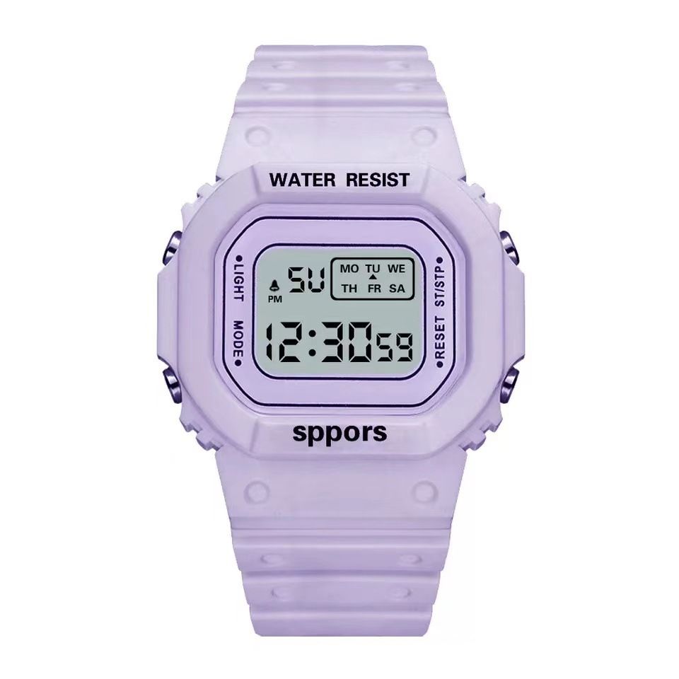 YuYue Solid color square watch student youth outdoor sports waterproof multi-function LED electronic watch