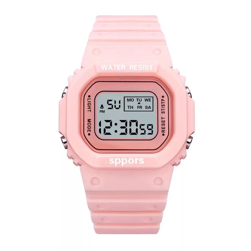 YuYue Solid color square watch student youth outdoor sports waterproof multi-function LED electronic watch