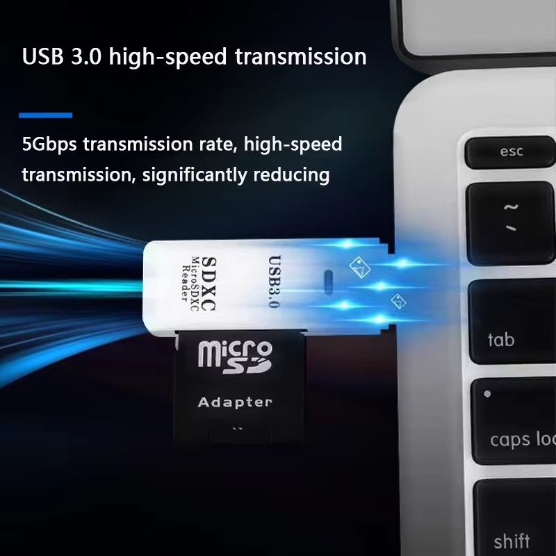 Multi Functional 2-in-1 High-speed USB 3.0 Card Reader Supports TF SD Card Memory Computer/Tablet Camera/Laptop/Car Mounted