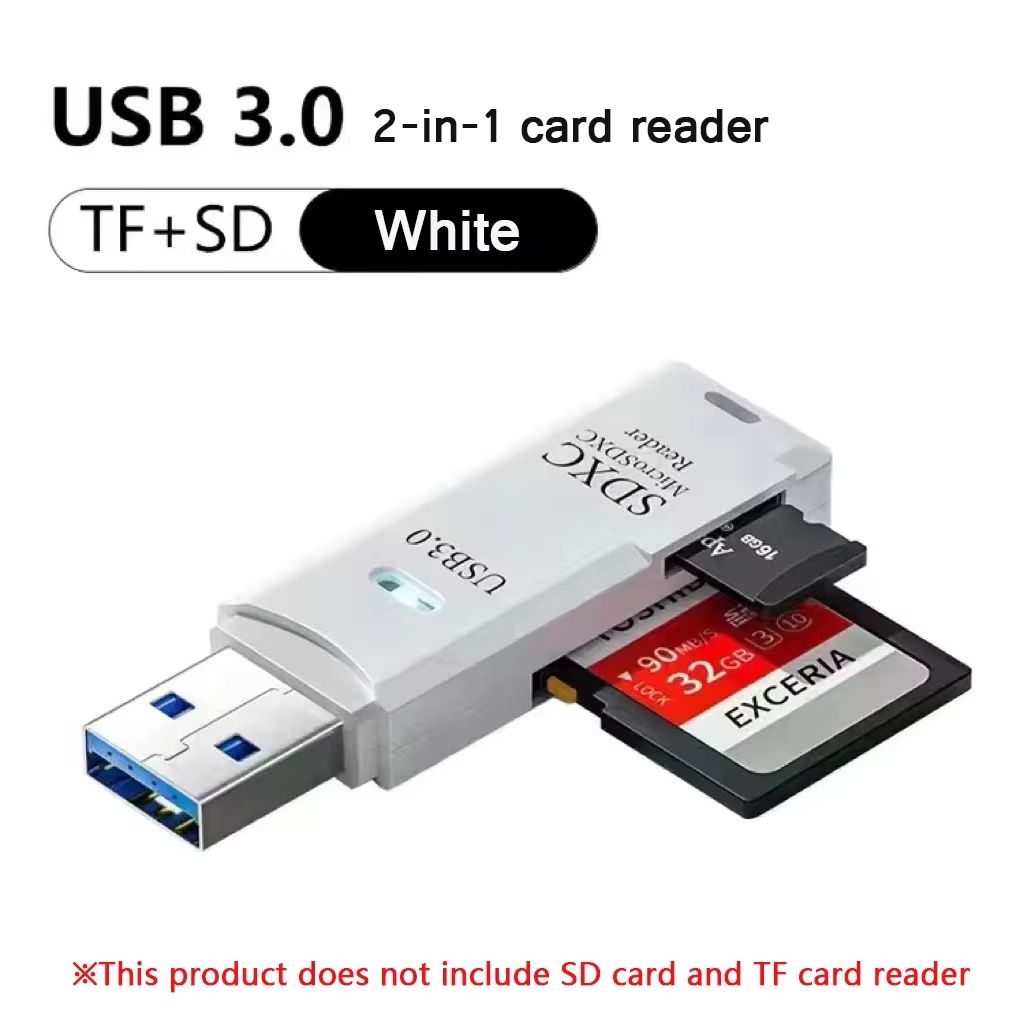 Multi Functional 2-in-1 High-speed USB 3.0 Card Reader Supports TF SD Card Memory Computer/Tablet Camera/Laptop/Car Mounted