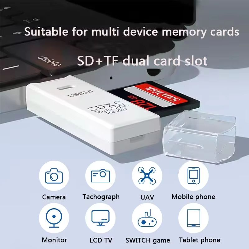 Multi Functional 2-in-1 High-speed USB 3.0 Card Reader Supports TF SD Card Memory Computer/Tablet Camera/Laptop/Car Mounted