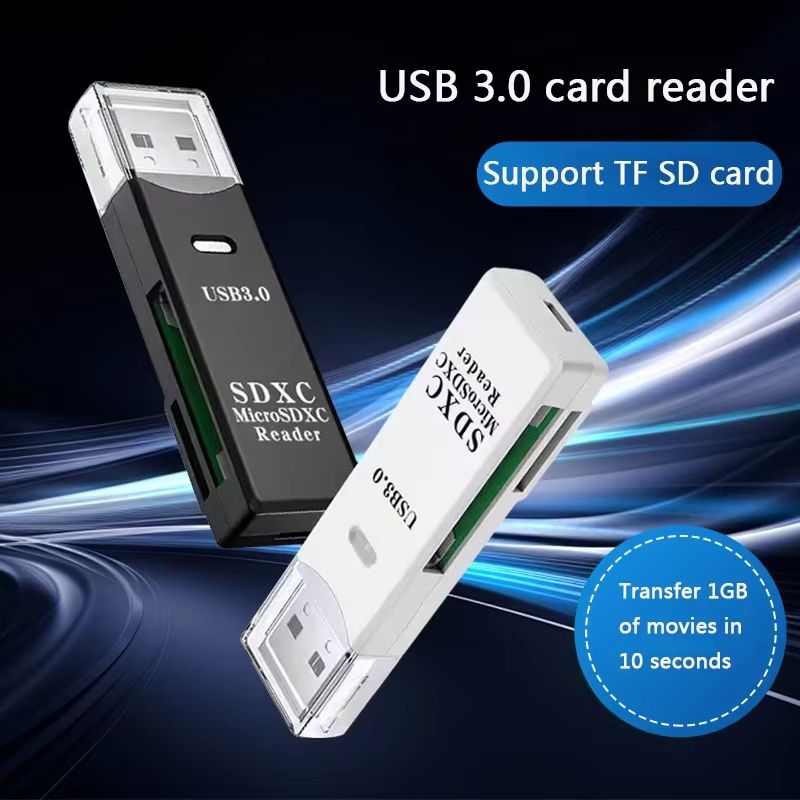 Multi Functional 2-in-1 High-speed USB 3.0 Card Reader Supports TF SD Card Memory Computer/Tablet Camera/Laptop/Car Mounted