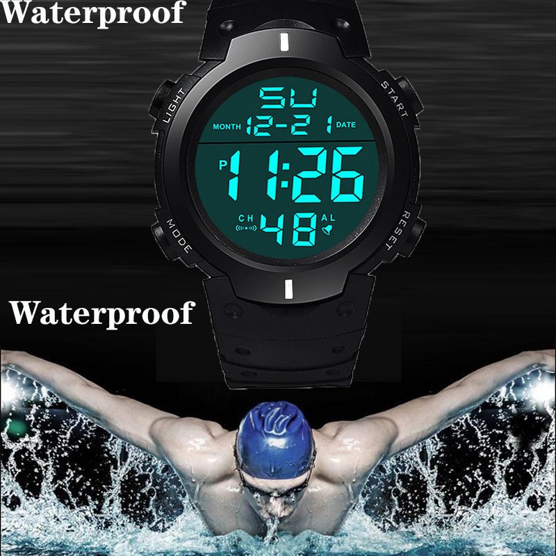 Big Dial Men's Watch Military Sport Watch Luminous LED Digital Watch Multifunciton Outdoor Waterproof Electronic Watches for man