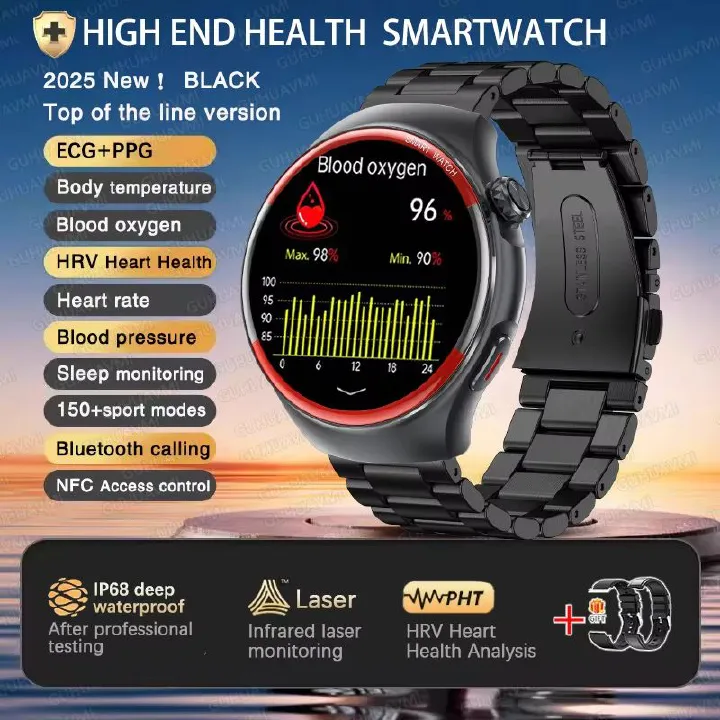 Hot Smart Watch High-end Laser Detection Smart Watch Men ECG+PPG Precise Blood Pressure Heart Rate BT Call NFC For HUAWEI Health Watche