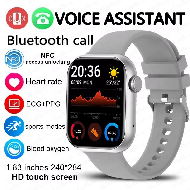 Smart Watch For Men Women Sport Mode Music Control Calorie Distance Fitness  NFC ECG+PPG Sports Fitness SmartWatch Men Temperature Monitoring Heart Rate Bluetooth Call Sports Smart Watch Men Women