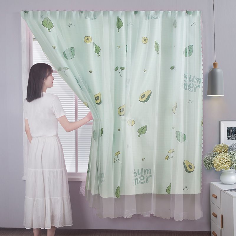 Colorful  Various customization curtains without punching Velcro stickers dormitory bay windows light-transmitting but not transparent blackout curtains for rented rooms