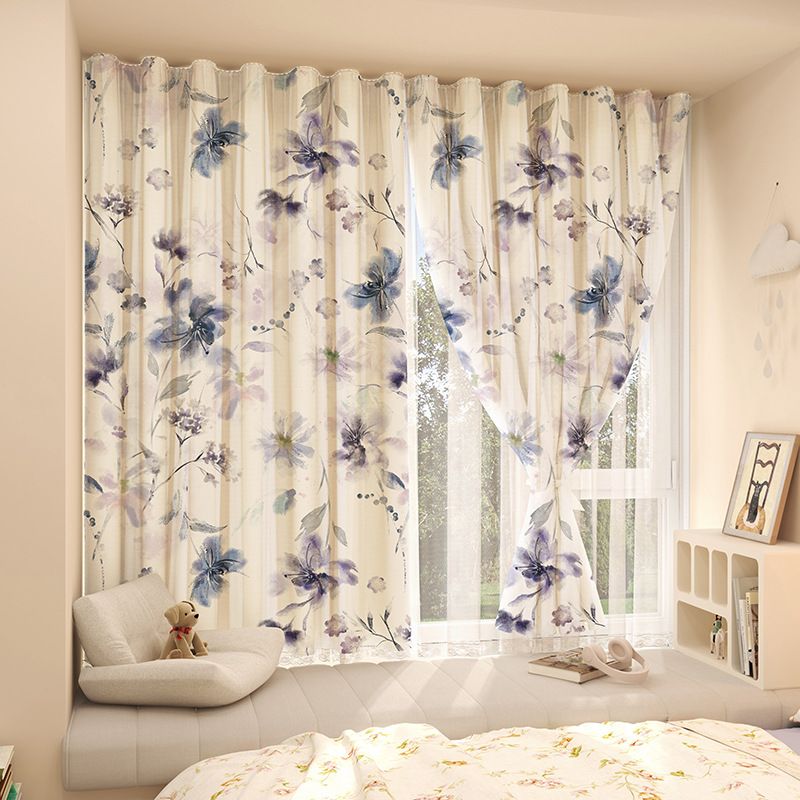 Colorful  Various customization curtains without punching Velcro stickers dormitory bay windows light-transmitting but not transparent blackout curtains for rented rooms