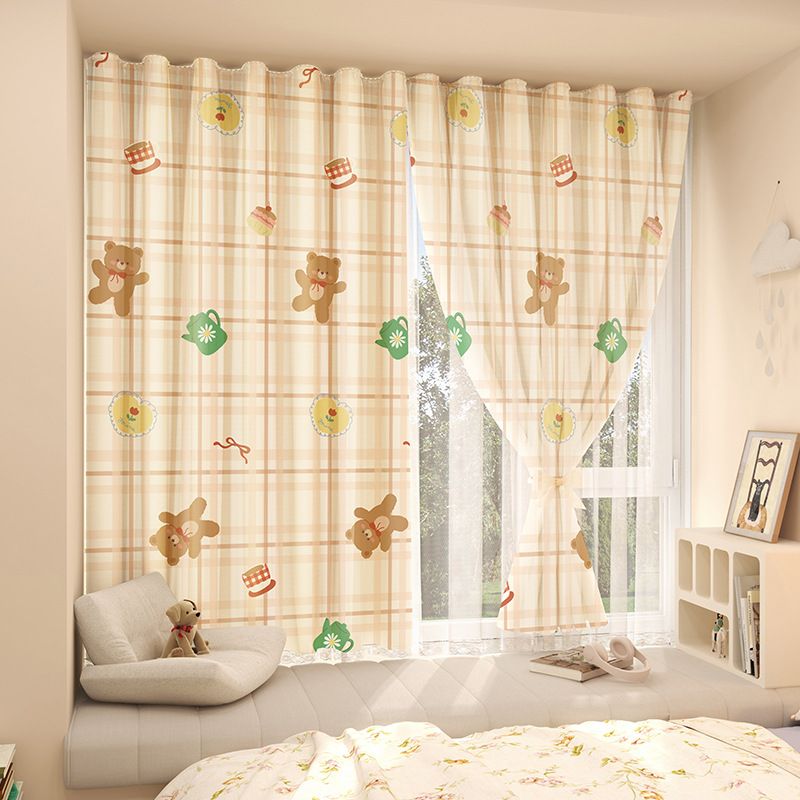 Colorful  Various customization curtains without punching Velcro stickers dormitory bay windows light-transmitting but not transparent blackout curtains for rented rooms