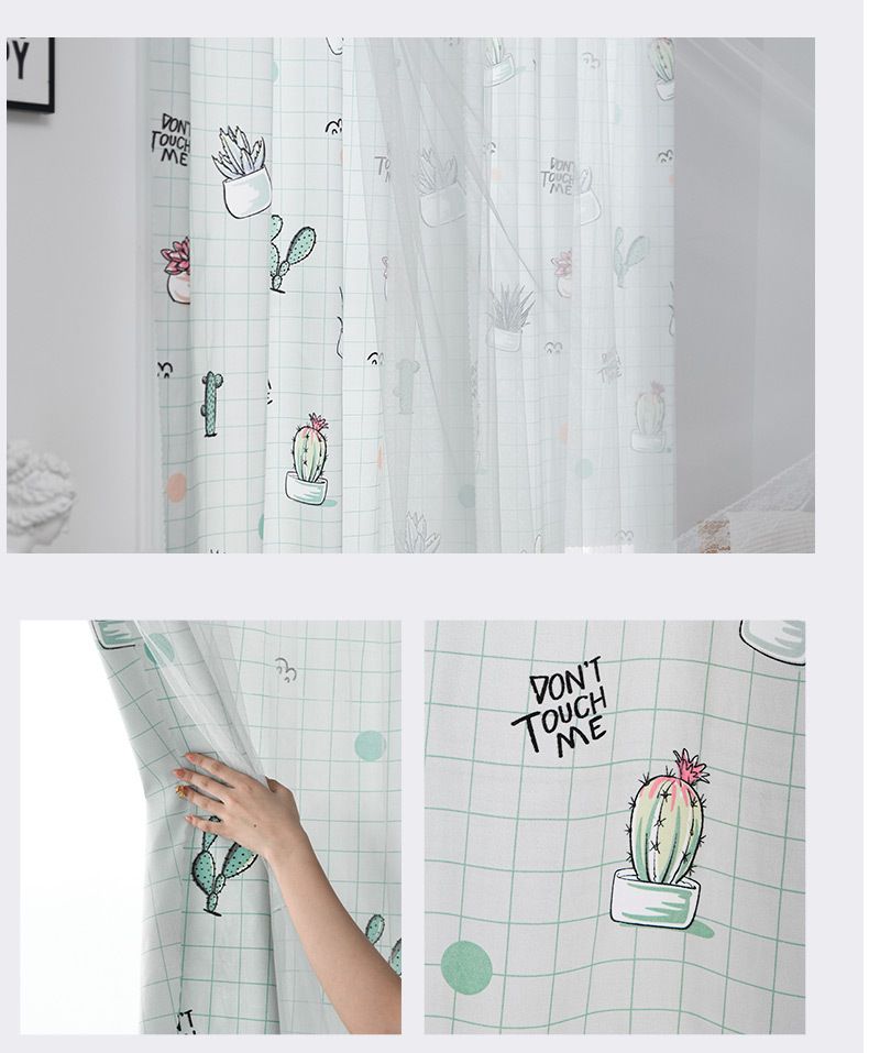 Colorful  Various customization curtains without punching Velcro stickers dormitory bay windows light-transmitting but not transparent blackout curtains for rented rooms