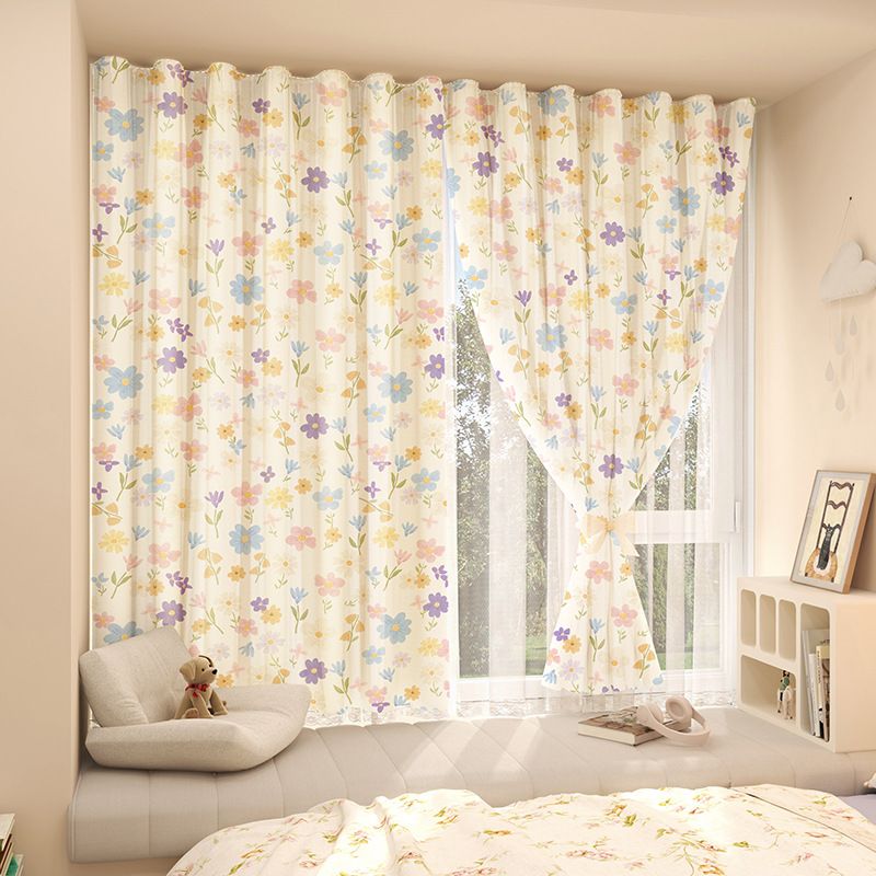 Colorful  Various customization curtains without punching Velcro stickers dormitory bay windows light-transmitting but not transparent blackout curtains for rented rooms