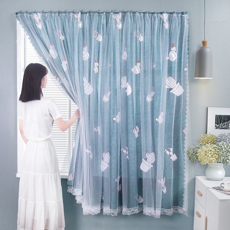 Colorful  Various customization curtains without punching Velcro stickers dormitory bay windows light-transmitting but not transparent blackout curtains for rented rooms