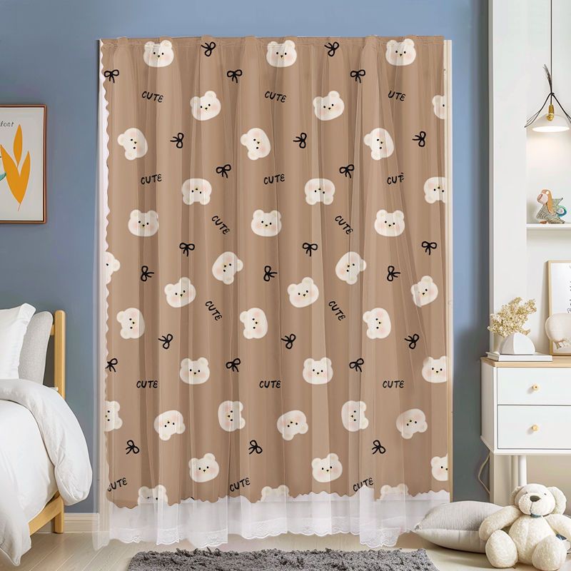 Colorful  Various customization curtains without punching Velcro stickers dormitory bay windows light-transmitting but not transparent blackout curtains for rented rooms