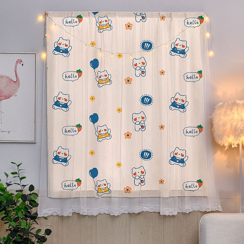 Colorful  Various customization curtains without punching Velcro stickers dormitory bay windows light-transmitting but not transparent blackout curtains for rented rooms