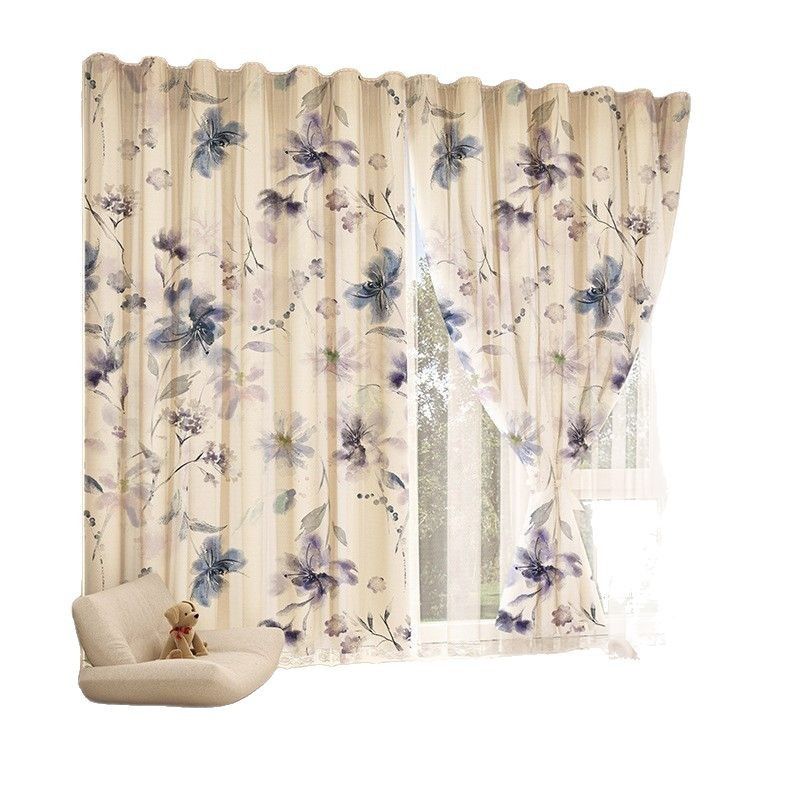 Colorful  Various customization curtains without punching Velcro stickers dormitory bay windows light-transmitting but not transparent blackout curtains for rented rooms