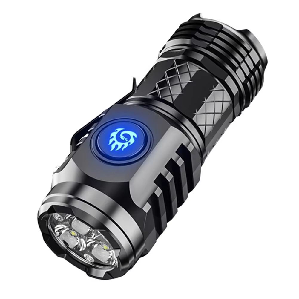 Outdoor Light  Waterproof Flashlight Adjustable Brightness  Type-C Rechargeable Flash Light Super Bright Flashlight 3LED Powerful Handheld Torch Flashlight