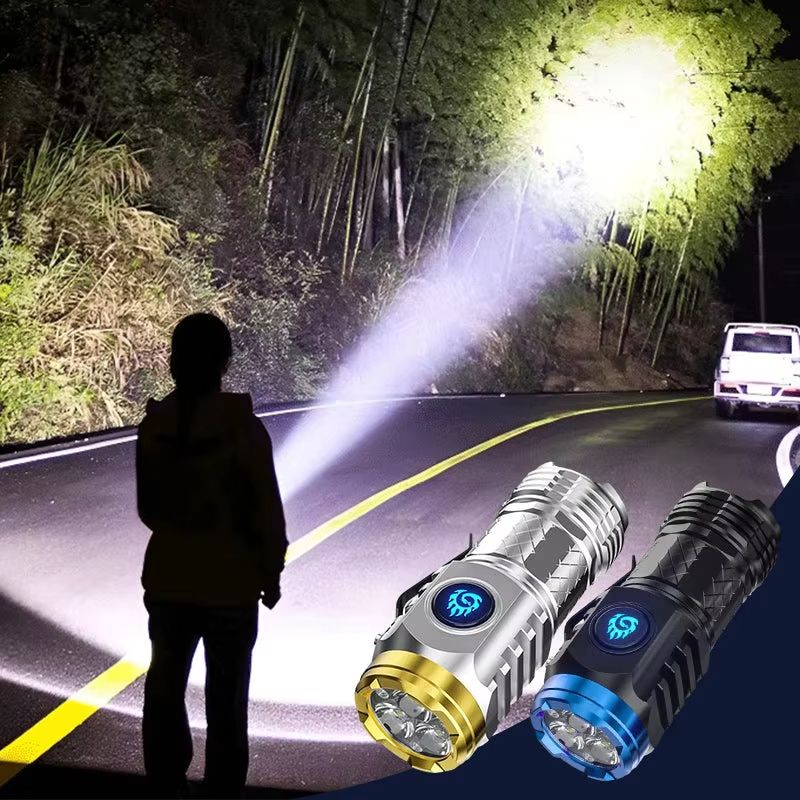 Outdoor Light  Waterproof Flashlight Adjustable Brightness  Type-C Rechargeable Flash Light Super Bright Flashlight 3LED Powerful Handheld Torch Flashlight