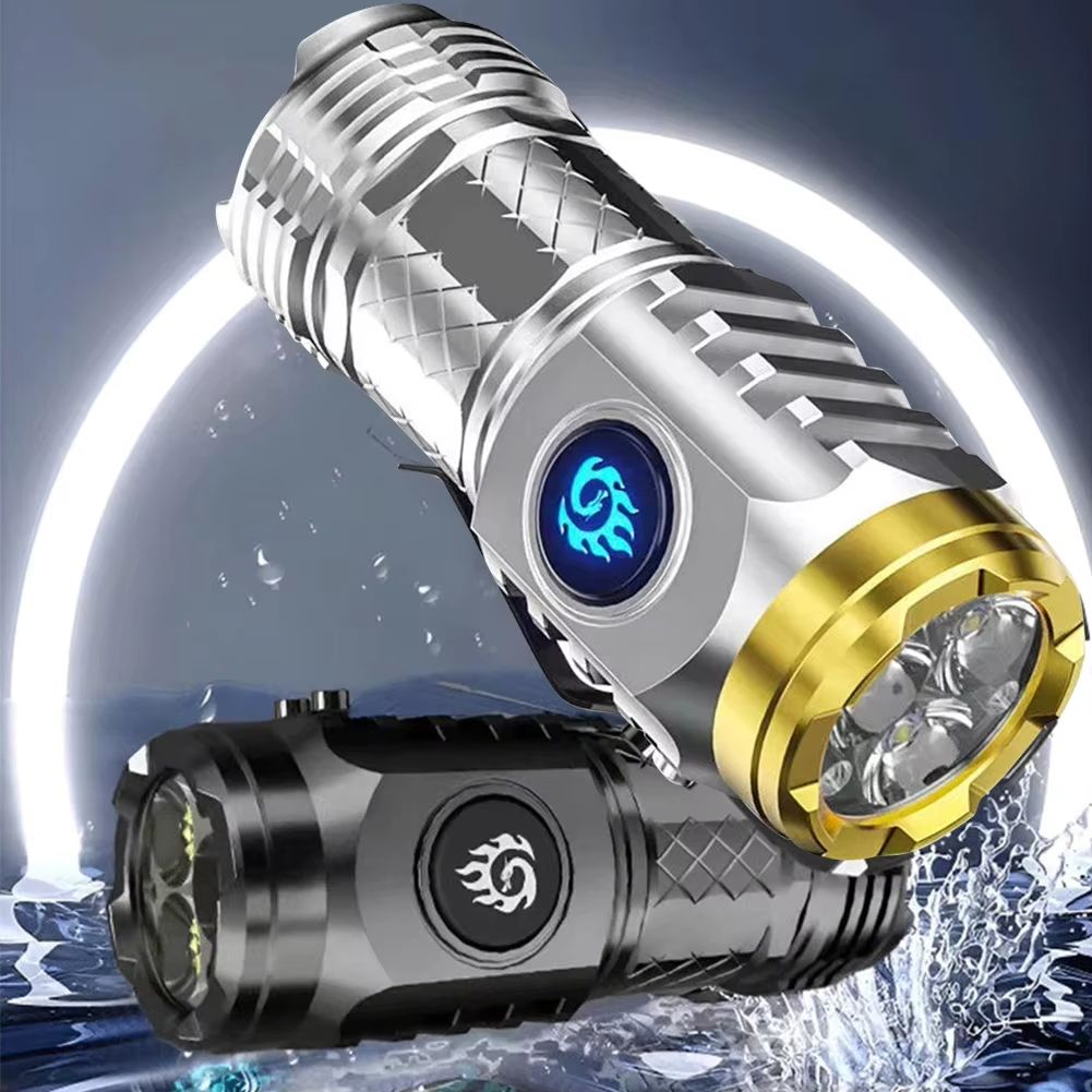 Outdoor Light  Waterproof Flashlight Adjustable Brightness  Type-C Rechargeable Flash Light Super Bright Flashlight 3LED Powerful Handheld Torch Flashlight