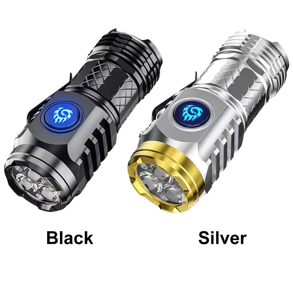 Outdoor Light  Waterproof Flashlight Adjustable Brightness  Type-C Rechargeable Flash Light Super Bright Flashlight 3LED Powerful Handheld Torch Flashlight