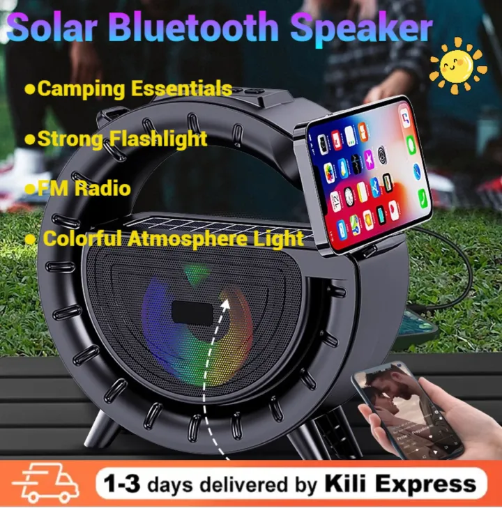 Solar Bluetooth Speaker with Torch - Camping essential and Portable Outdoor Wireless Speaker, Loud Sound & Rechargeable Battery&Long endurance (Perfect for Kenya Camping)