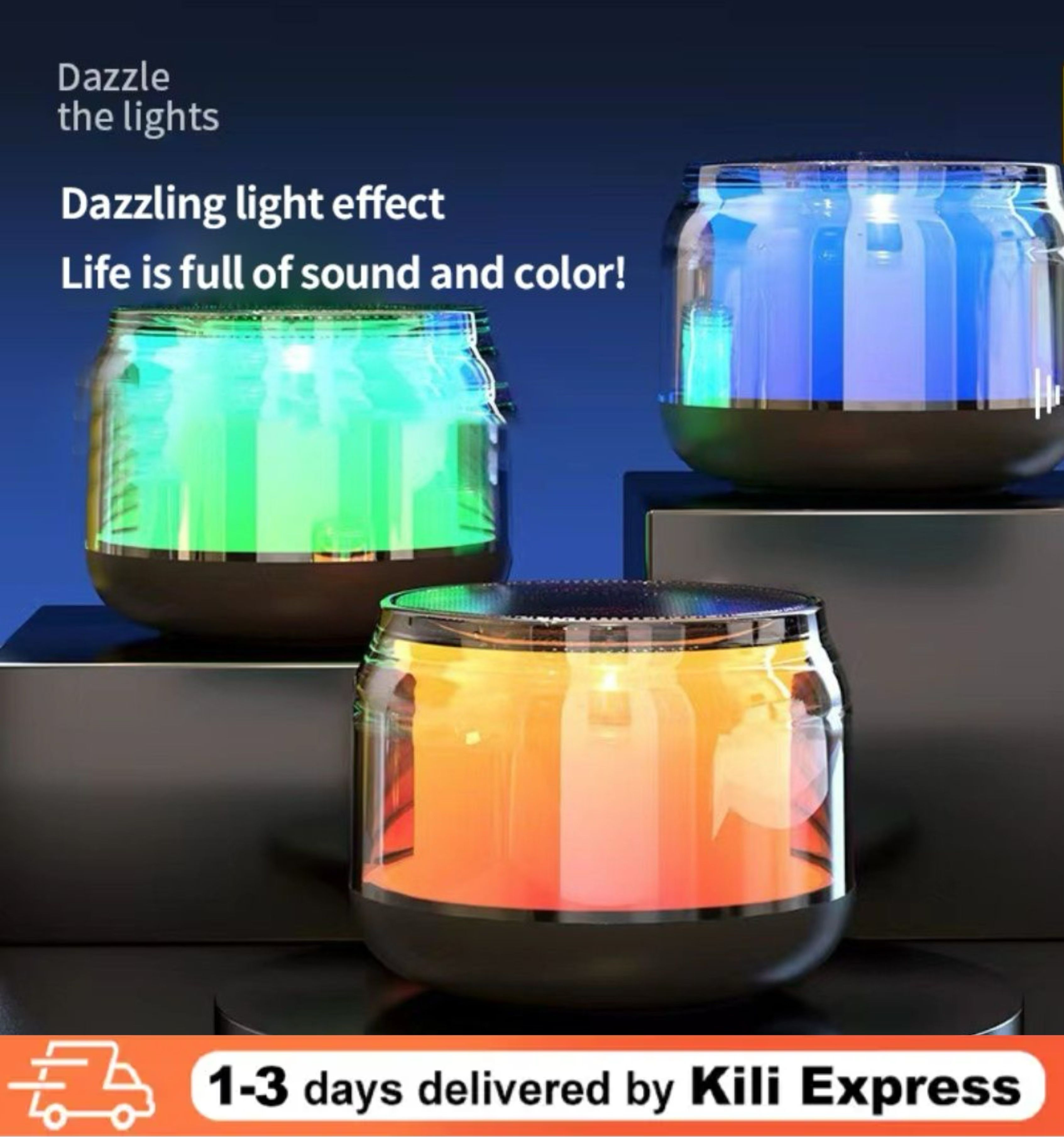 Transparent Sci-Fi  Portable Bluetooth Speaker - Multi-Color LED Lights, Portable Mini Soundbox for Phone/PC (Budget-Friendly)