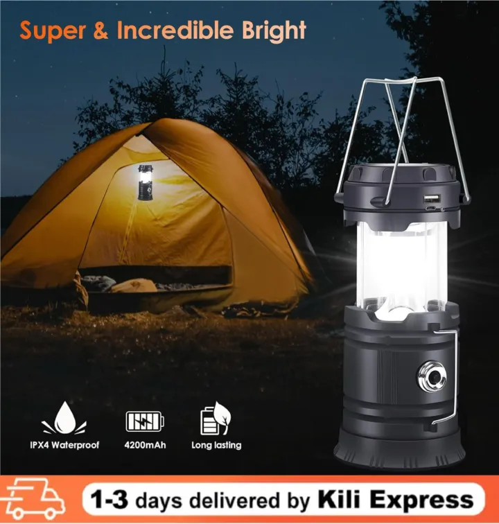 Kenya's Rainy-Season Camping Must-Have! Solar Lantern with Fast Charge &Long  endurance – Portable, Waterproof & Blackout-Proof for Safari Adventures!