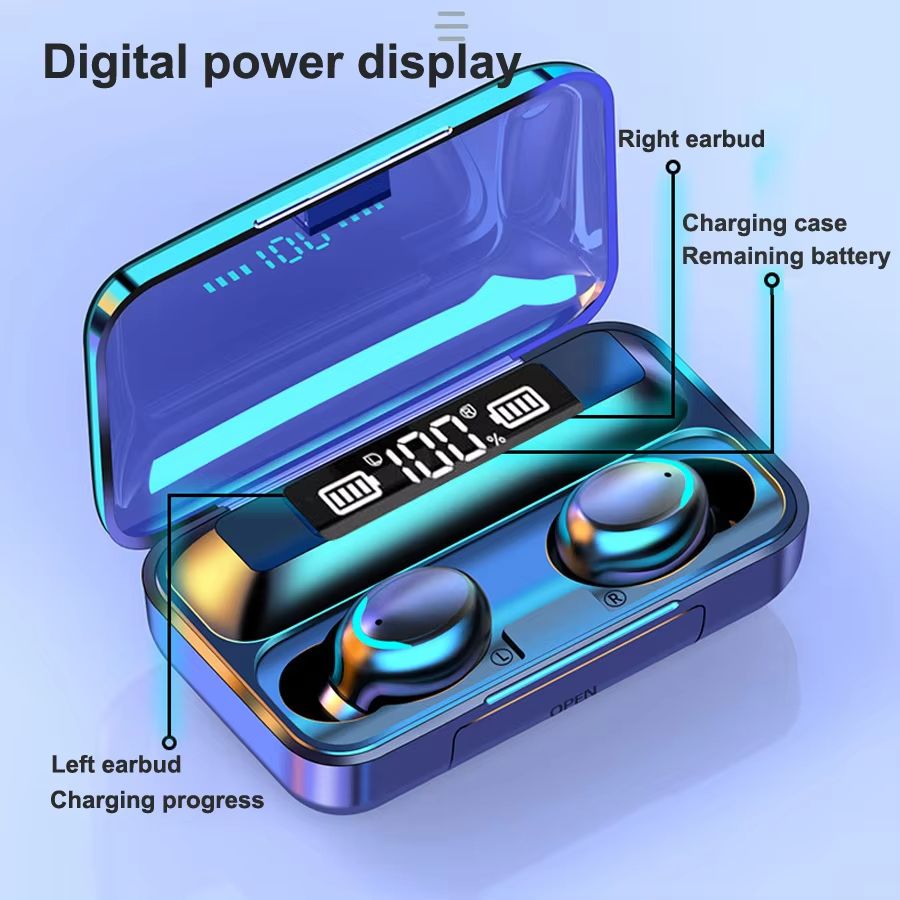 F9-5 TWS Earphone Bluetooth 5.1 Wireless Headphone Hearing Aid Waterproof Earbuds Headset Handfree With Mic 2200mAh Charging Box