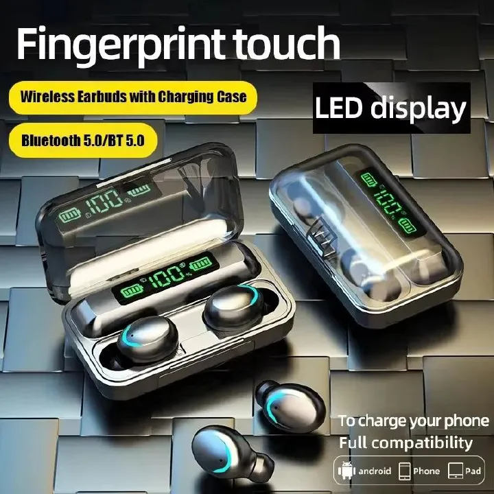 F9-5 TWS Earphone Bluetooth 5.1 Wireless Headphone Hearing Aid Waterproof Earbuds Headset Handfree With Mic 2200mAh Charging Box