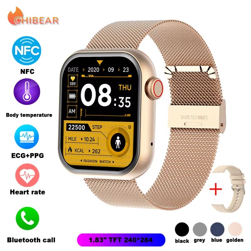 NFC ECG+PPG Sports Fitness SmartWatch Men Temperature Monitoring Heart Rate Bluetooth Call Sports Smart Watch Men Women