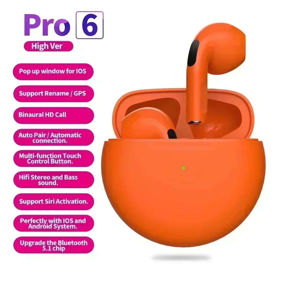 Air Pro 6 TWS Wireless Headphones with Mic Fone Bluetooth Earphones Sport Running Headset for Apple iPhone Xiaomi Pro6 Earbuds