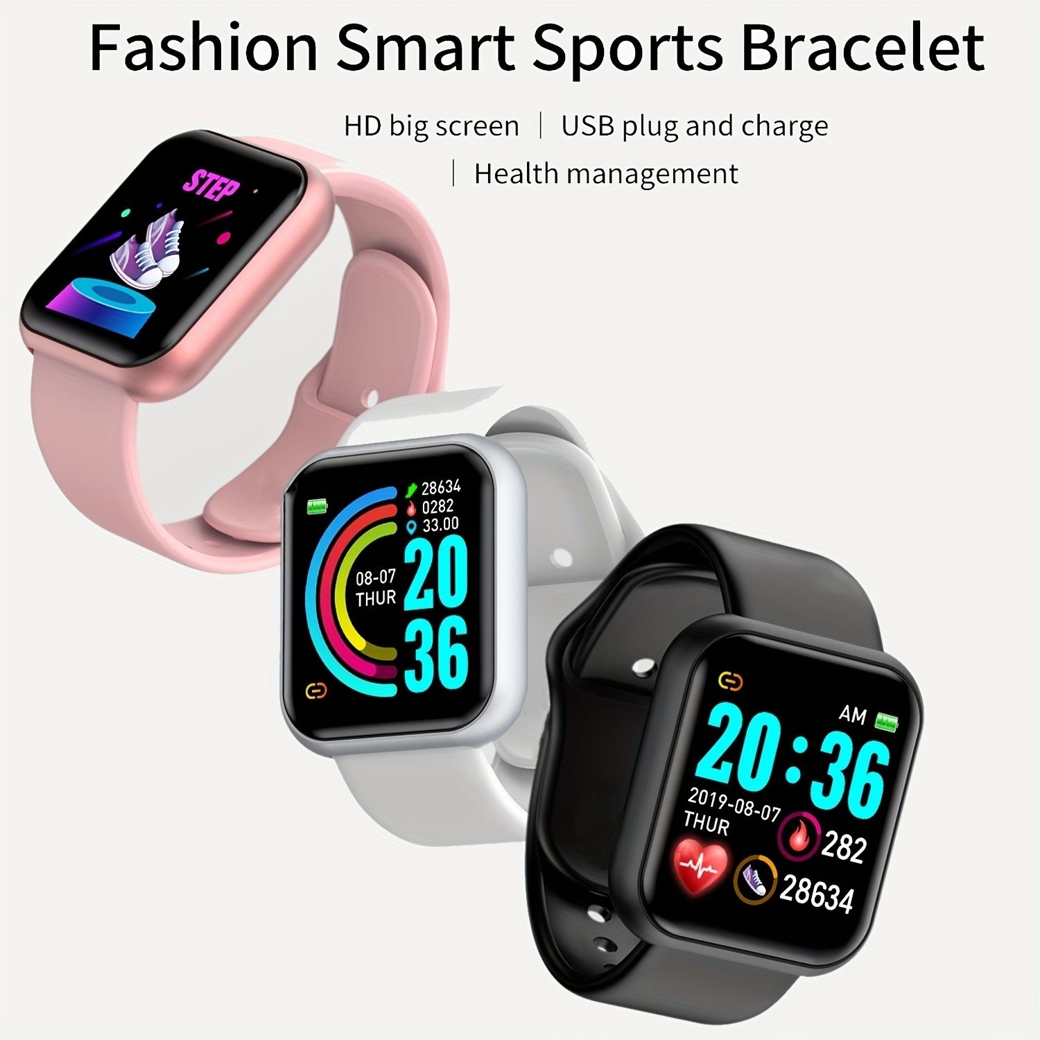 Smart Watch For Men Women Sport Mode Music Control Calorie Distance Fitness Smart Band Message Remind Smart Bracelet Android IOS Smart Watch