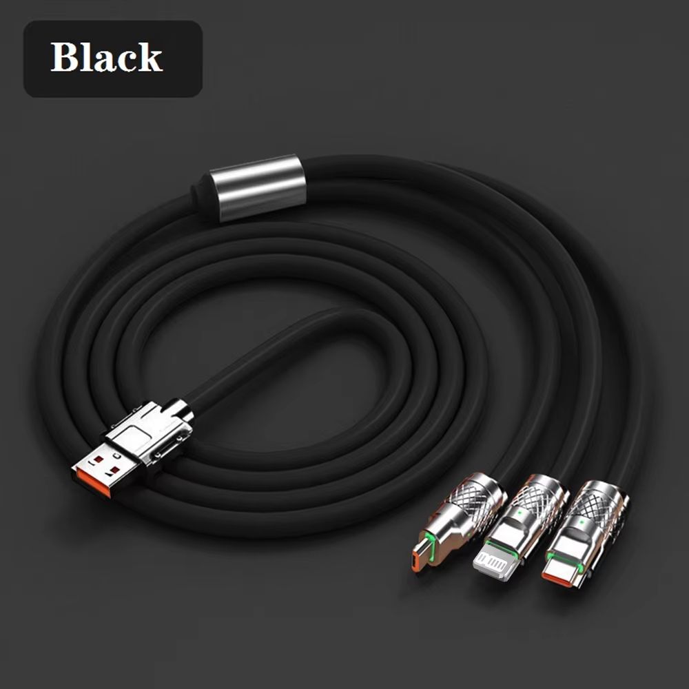 Jike Charger cable Usb cable data cable three-in-one charging cable one-to-three 120W super fast charging geek cable suitable for TYPE-C