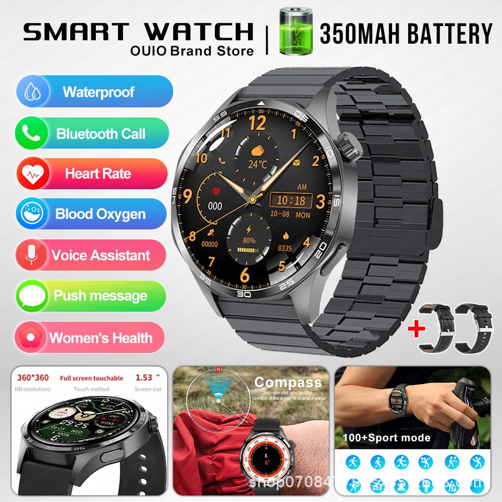2026 New For HUAWEI Smart Watch Men GT5 PRO NFC GPS Sports Compass Fitness Heart Rate Bluetooth Call Smartwatch Watch 5 Pro